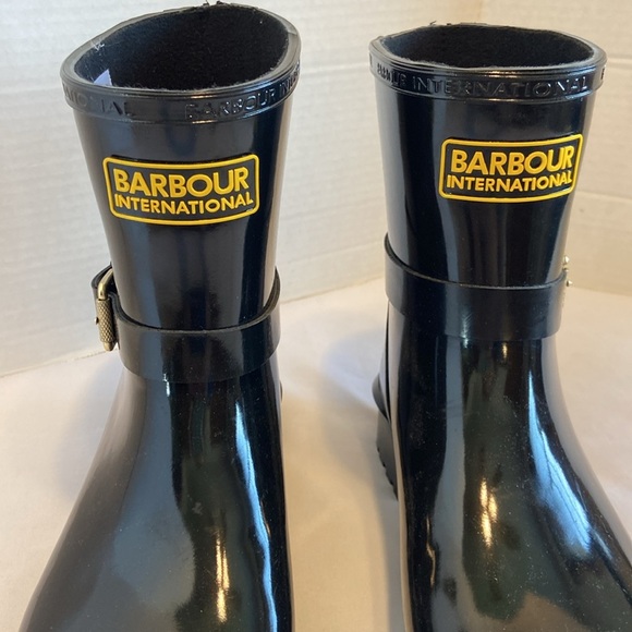 Barbour International Mugello short biker wellington boot in shiny black Size 6 - Picture 3 of 13